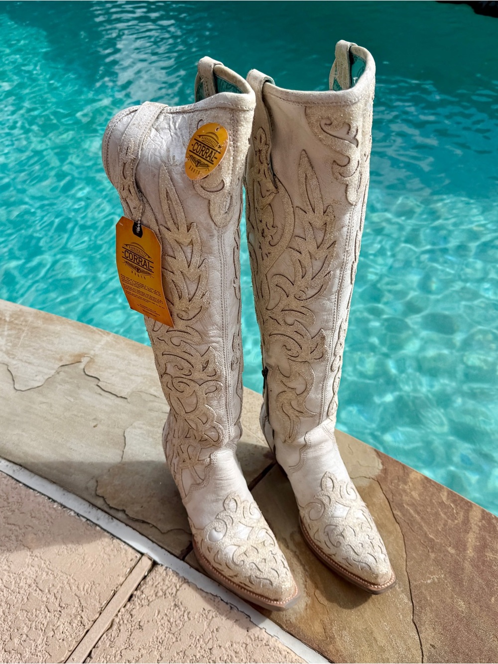 Women's Corral Tall Western Boots in Off-White